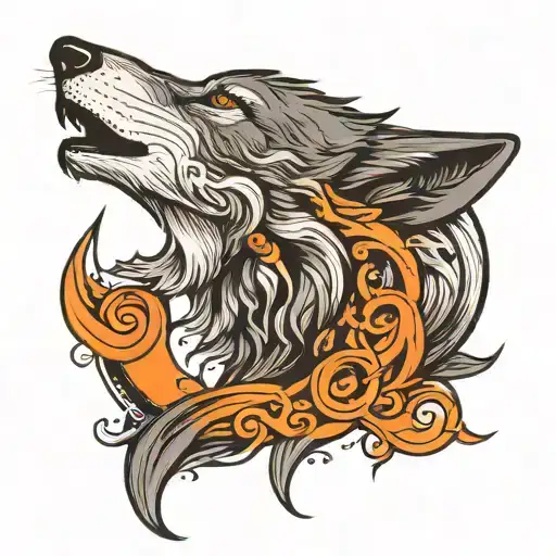 A Black And White Wolf Howling Moon