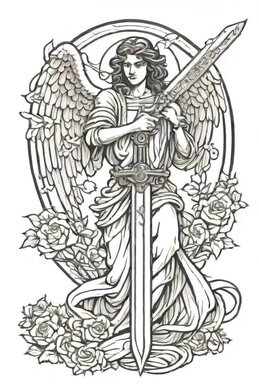Angel Holding A Sword Going