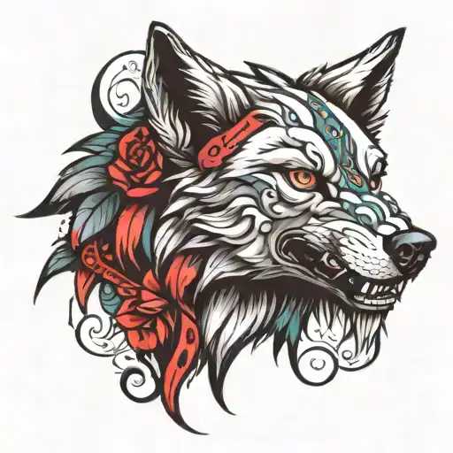 Nevada Merged With A Wolf Head