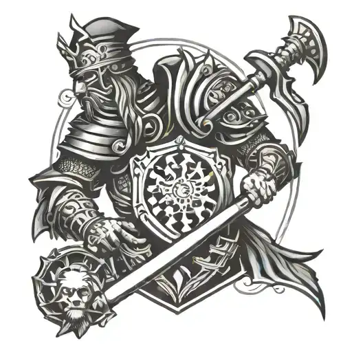 Chess Warrior King With Shield And Ax With Scales