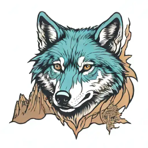 Nevada Merged With Mountains And A Wolf