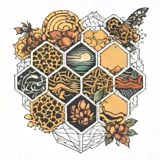 5 Honeycombs With Filling Inside 1St Mountain 2Nd To 5Th Empty