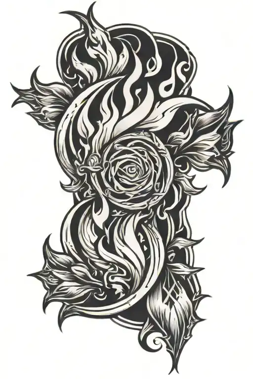 Fire Flames Left Arm Tattoo Design Inspired Tattoo Featuring