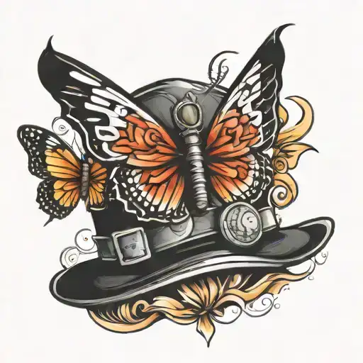 Butterflies Around A Fire Fighter Hat