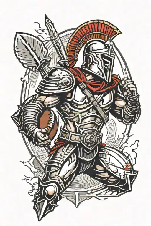 Spartan Warrior And Old School Football Stadium