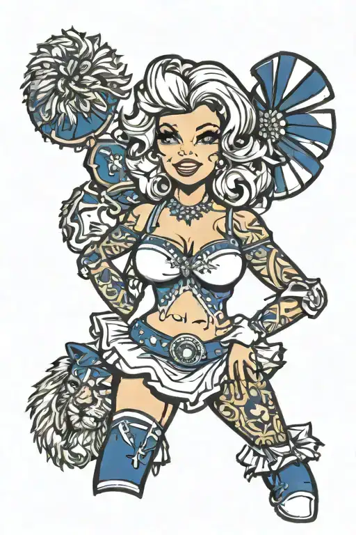 A Fat Dallas Cowboys Cheerleader Posing Seductively With Cartoon Like Features