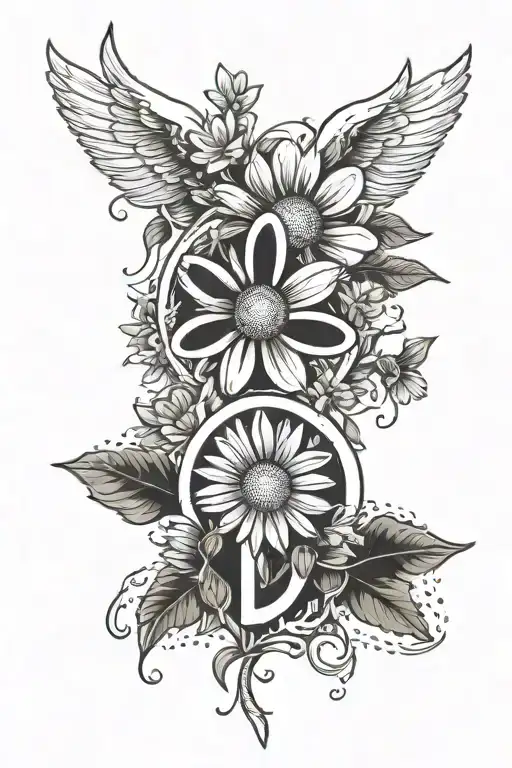 Peace Sign And Daisy Flower Growing Inside