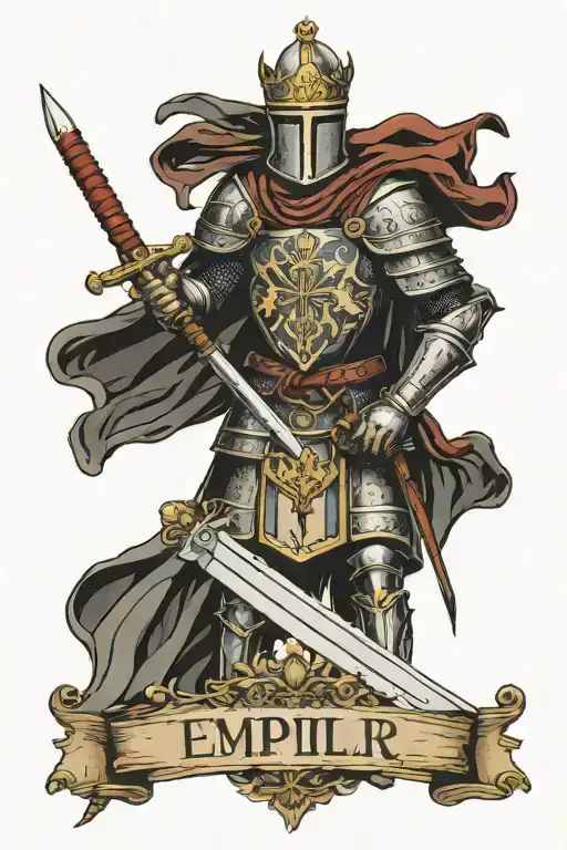 Templar Knighht Holding Sword With A Family Crest With The Word Jacques As The Family Name