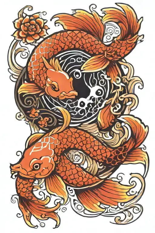 Yin And Yang Made Of Koi Fish