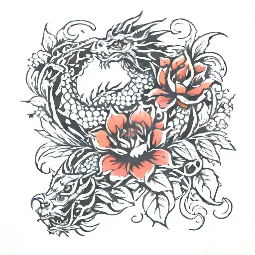 Flowers And Dragon