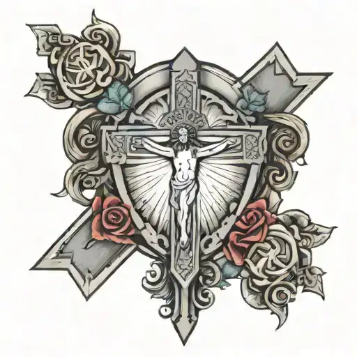 A Crosds With Jesus On It And Lll Inside Of It Themed