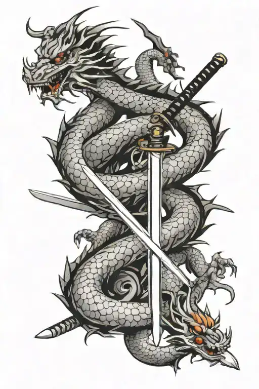 Katana And Dragon