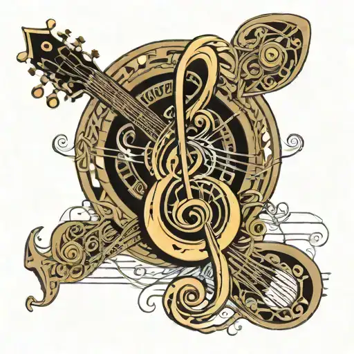 Treble Clef With Guitar Strings