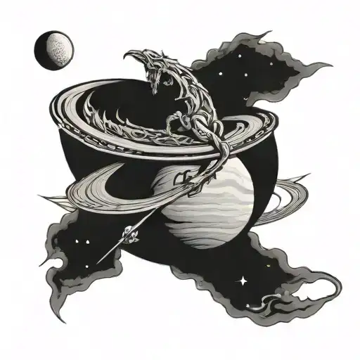 Saturn With A Space Dragon