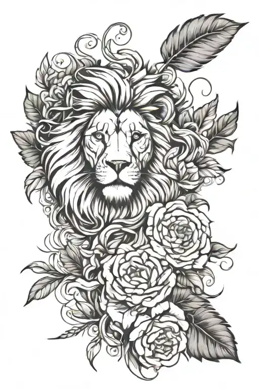 Lion Head And Nature Backround