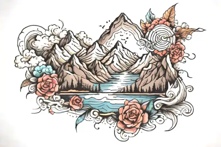 Summit Word And Mountains Panorama