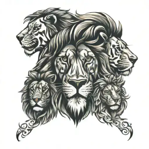 Family And Lion Head