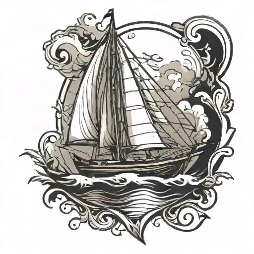 Sailboat Simple Line Drawing