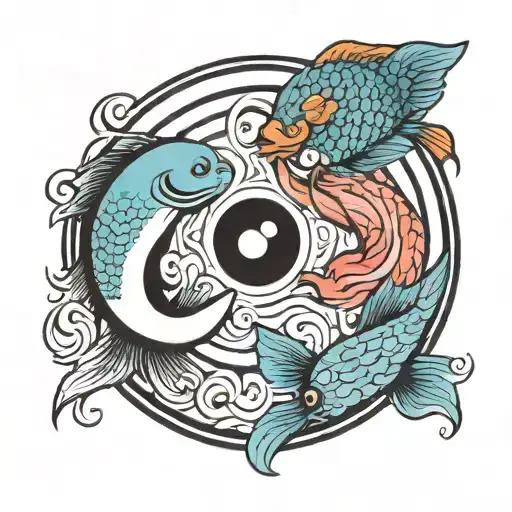 Yin Yang Symbol With Fish