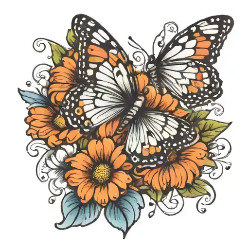 Daisy With A Butterfly Incorperating Semicoon