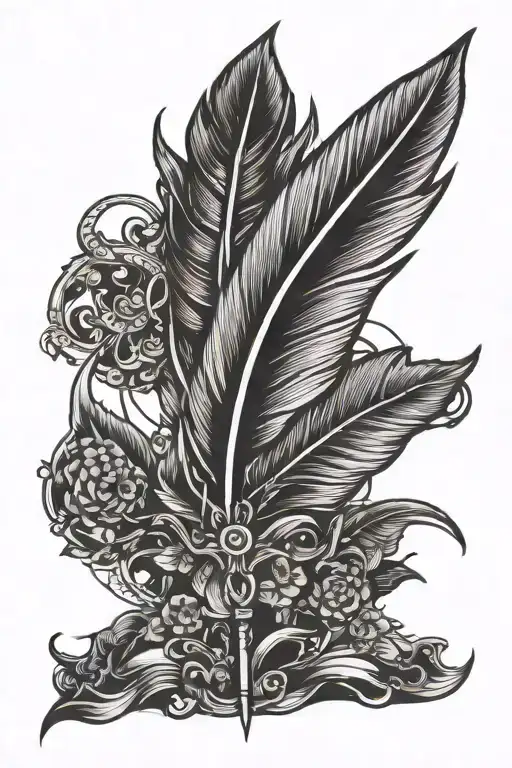 Quill Pen Simple Line Drawing