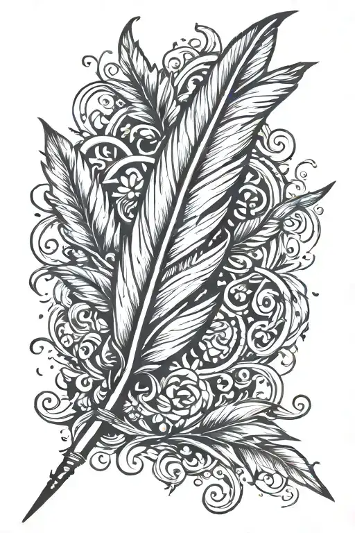 Quill Pen Simple Line Drawing