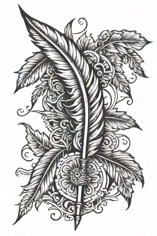 Quill Pen Simple Line Drawing