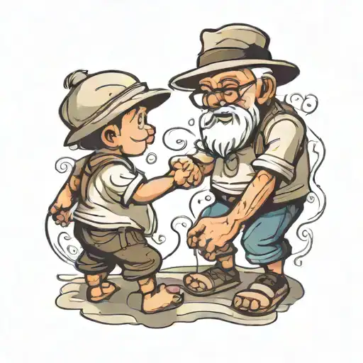 Grandpa And Son Holding Hands