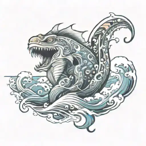 Friendly Sea Creature Emerging From The Ocean Waves Crashing