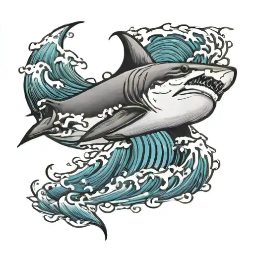 Shark Fin Out Of Water Waves Being Created Top View