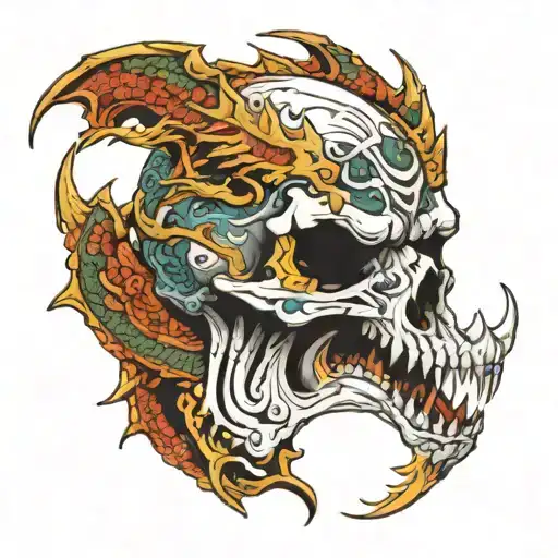 Skull With Dragon Wrapping Around It