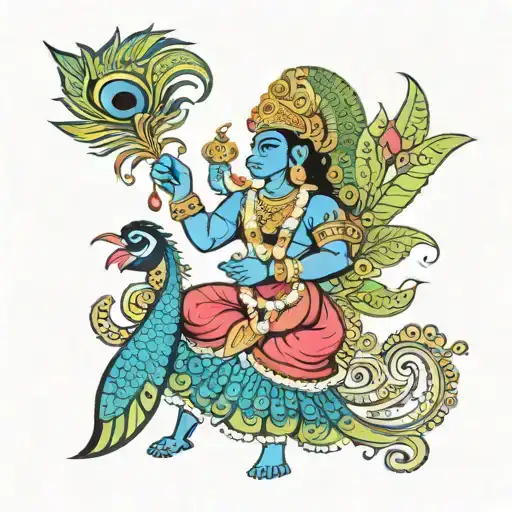 Hanuman It's Gada Krishna's Peacock Feather Transforming