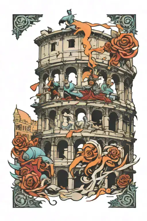 Anime Inspired Scene Inside Roman Coloseum