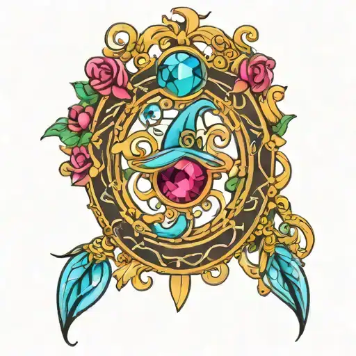 Aquarius Sign Incorporated With Gemstones Arranged