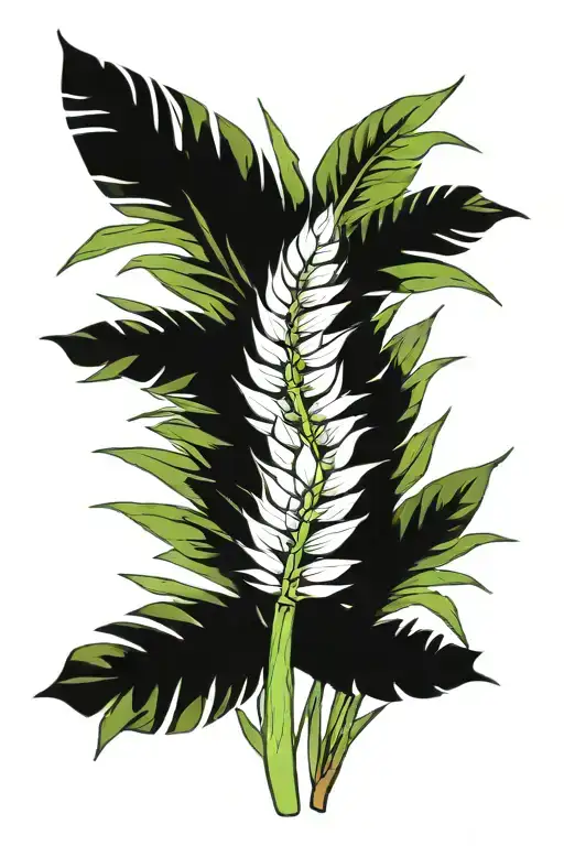 Parlor Palm Leaf With Sansevieria Leaflets