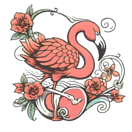 Flamingo With Heart And Infinity Symbol