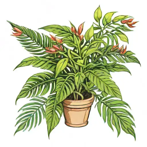 Parlor Palm Plant With Snake Plant Leaflets