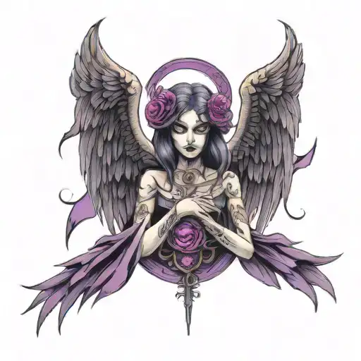 Dark Angel With Purple Moon