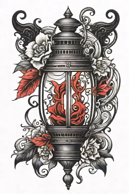 A Lantern With The Color Red In A World Of Black And White