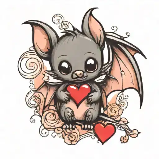 A Cute Bat Holding A Heart