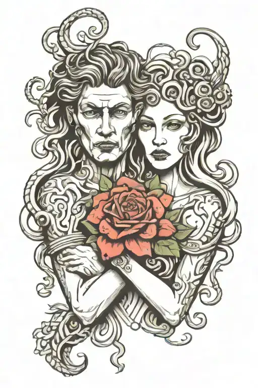 Gorgona Medusa Head Tattoo Holding Hands Holding Hands