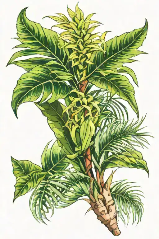 Mashup Between A Parlor Palm Leaf And Sansevieria Laurentii