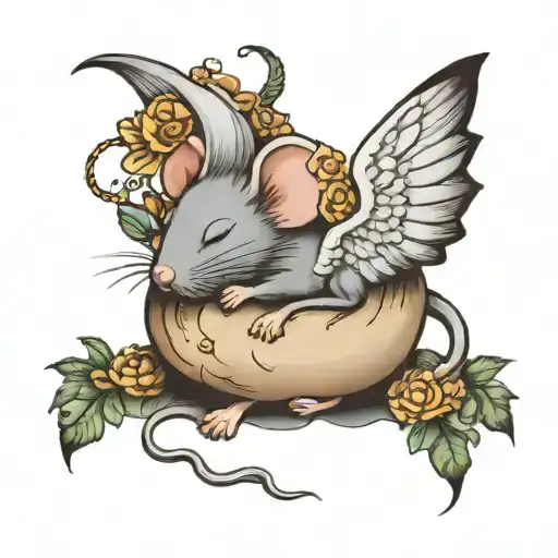 Sleeping Mouse With Angel Wings Spell Mom In The Tail