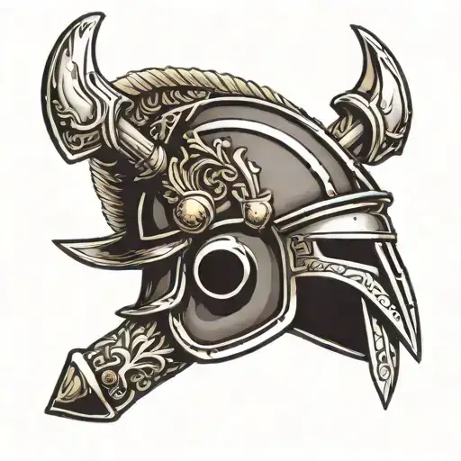 Roman Helmet With An Ax