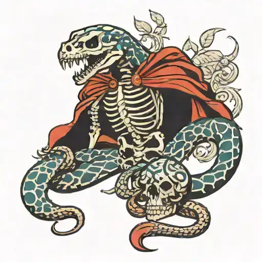 Snake And Skeleton With Cape