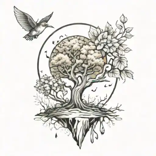 Nature Inspired Tattoo Featuring Elements Like Trees