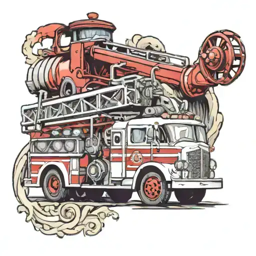 Vintage Fire Truck Vintage Fire Engine Parked 3 Colors Realistic