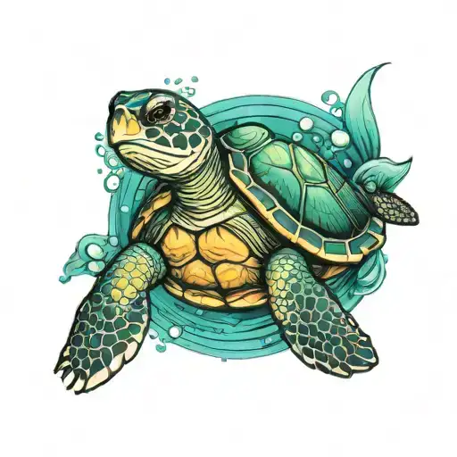 Sea Turtle Swimming Underwater