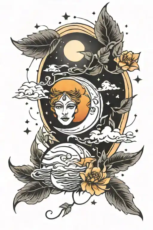 Sunrise And Moon Intertwined