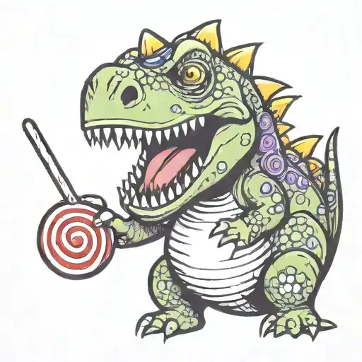 Dinosaur Holding Lollipop